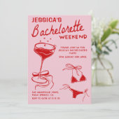 レッドカクテルバチェロレッテ週末の旅程パーティー 招待状 (スタンド正面)