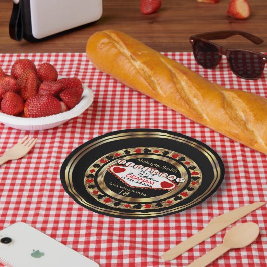 レッドカジノトランプのポーカーチップバースデーパーティー ペーパープレート (ピクニック)