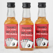 レッドカジノトランプのポーカー誕生日のお願い リキュールボトルラベル (ボトル)