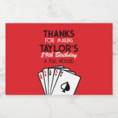レッドカジノトランプのポーカー誕生日のお願い リキュールボトルラベル (シングルラベル)