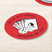 レッドカジノバースデーパーティー紙コースター ラウンドペーパーコースター (アングル)