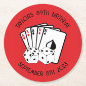 レッドカジノバースデーパーティー紙コースター ラウンドペーパーコースター (正面)