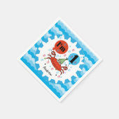 レッドカスタマイズカニ1st誕生日紙ナプキンス スタンダードカクテルナプキン (角)