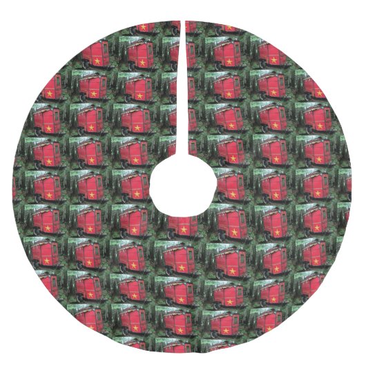 レッドカスタマイズジプシー小さなキャラバン ブラッシュドポリエステルツリースカート (正面)