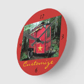 レッドカスタマイズジプシー小さなキャラバン ラウンド壁時計 (傾斜)