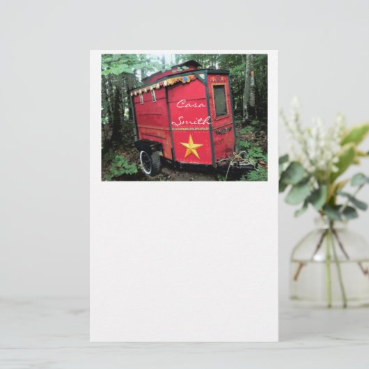 レッドカスタマイズジプシー小さなキャラバン 便箋 (スタンド正面)