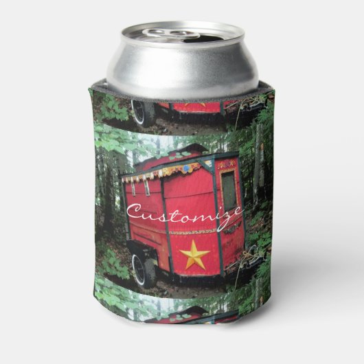 レッドカスタマイズジプシー小さなキャラバン 缶クーラー (缶裏面)
