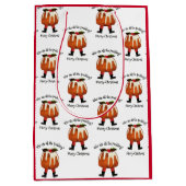 レッドカスタムおもしろいプディングメリークリスマス ミディアムペーパーバッグ (正面)