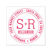 レッドカスタムクラシックイニシャル結婚差出人住所 セルフインキングスタンプ (デザイン)