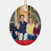 レッドカスタムクリスマスフォトツリーオーナメント セラミックオーナメント (右)