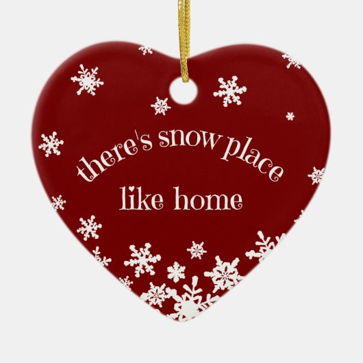 レッドカスタムシティスノーフレークホームセラミックオーナメント セラミックオーナメント (正面)
