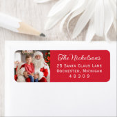 レッドカスタムフォトホリデー差出人住所 ラベル (インサイチュ)