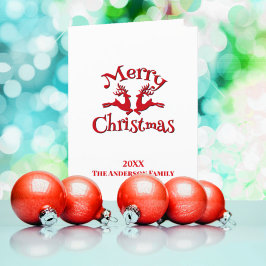 レッドカスタムフォトメリークリスマストナカイ シーズンカード