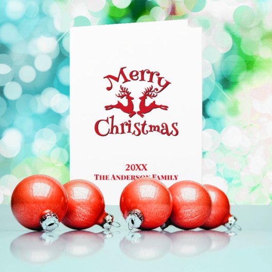 レッドカスタムフォトメリークリスマストナカイ シーズンカード