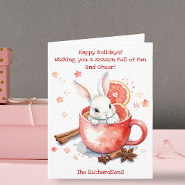 レッドカップクリスマスから覗く、かわいいバニー カード