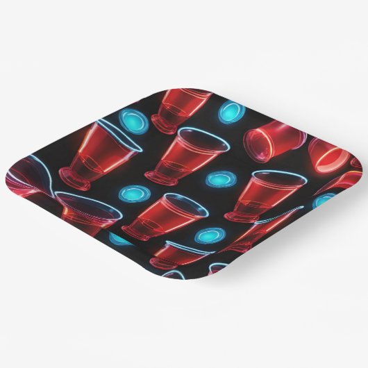 レッドカップビールバッシュスクエア ペーパープレート (傾斜あり)