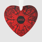 レッドカップルイニシャルカスタムの年ハート オーナメント (裏面)