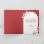 レッドカップル寺さくらんぼ中国の結婚の花 サンキューカード (内部)