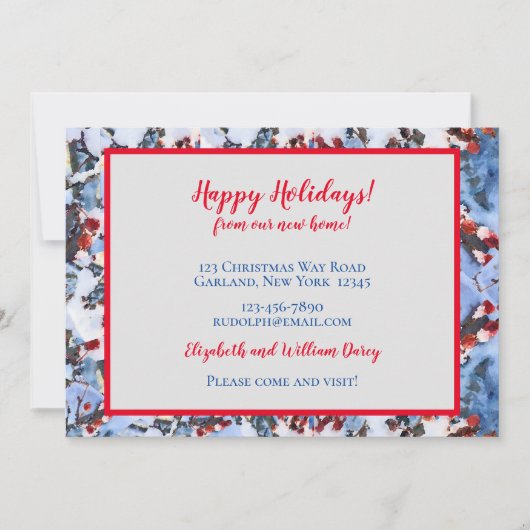 レッドカニのアップルベリーの雪の新しいホームカード 招待状 (正面)