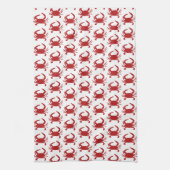 レッドカニのシルエットパターンビーチ キッチンタオル (縦)