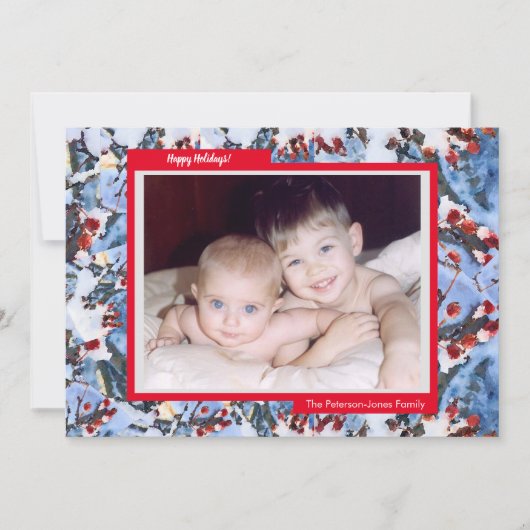 レッドカニアップルベリーフラットフォトホリデーカード シーズンカード (正面)