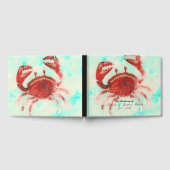 レッドカニエレガントビーチパーソナライズされたウェディングパーティー ゲストブック (全面)