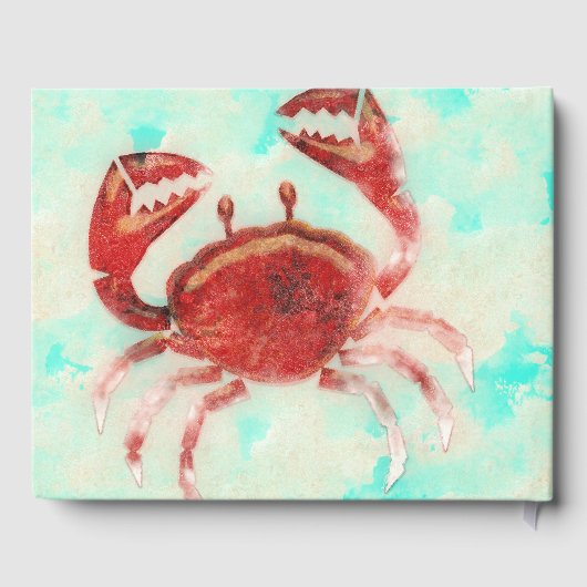 レッドカニエレガントビーチパーソナライズされたウェディングパーティー ゲストブック (裏面)