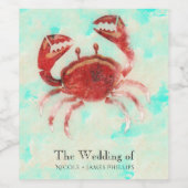 レッドカニエレガントビーチ婚約ワインラベル ワインラベル (シングルラベル)