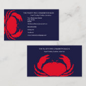 レッドカニシーフードネイビーブルーホワイトシンプル航海のB 名刺 (正面/裏面)