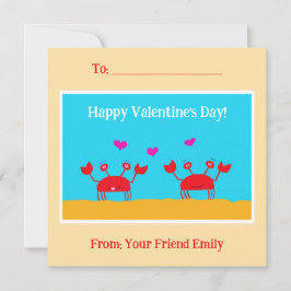 レッドカニハートフレンドシップキッズバレンタインデー シーズンカード