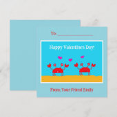 レッドカニハートフレンドシップキッズバレンタインデー シーズンカード (正面/裏面)