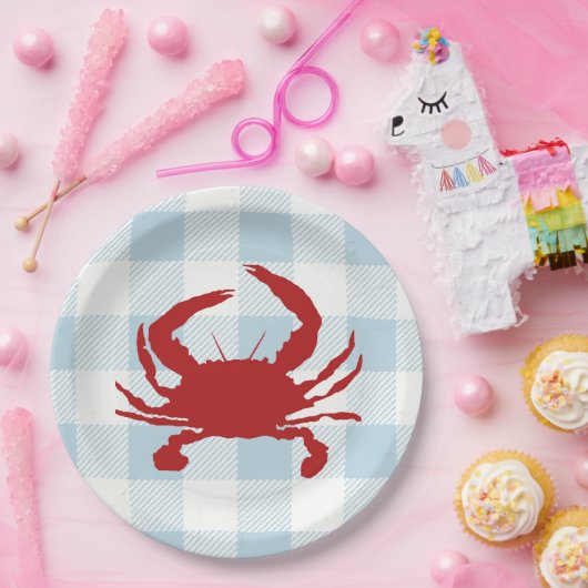 レッドカニ絵を描ズ青航海のギンガム海岸 ペーパープレート (パーティー)