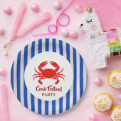レッドカニ航海のシーフードブルー海軍ストライプパーティー ペーパープレート (パーティー)