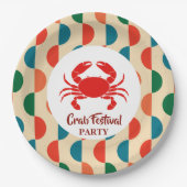レッドカニ航海の魚介類ストライプパーティー ペーパープレート (正面)