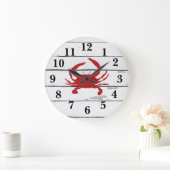 レッドカニ船のビーチ絵画ズ ラージ壁時計 (ホーム)