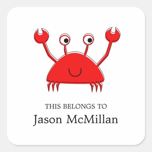 レッドカニ蔵書票 | I.D.ラベル スクエアシール (正面)