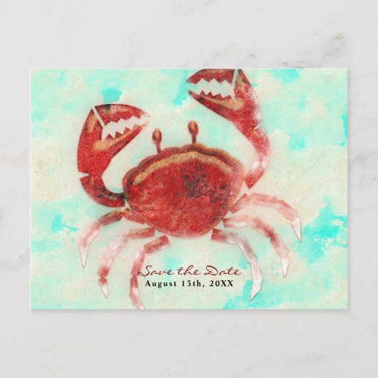 レッドカニ エレガントビーチエンゲージメント セーブザデート 案内ポストカード (正面)