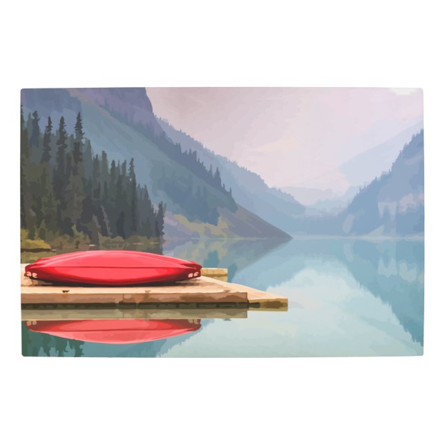 レッドカヌオンマウンテンレイク平和的ワイルド メタルプリント (正面)