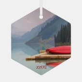 レッドカヌーマウンテンレイクシーニックワイルドネスカスタム ガラスオーナメント (裏面)