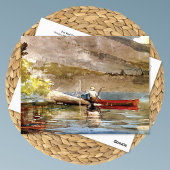 レッドカヌー魚釣りウィンスローホーマー ポストカード