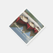 レッドカノ結婚ーの名前と日付紙 スタンダードカクテルナプキン (角)