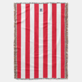 レッドカバナストライプ&ネイビパーソナライズされたーモノグラム スローブランケット (正面縦)