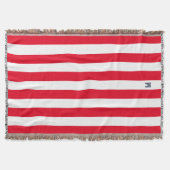 レッドカバナストライプ&ネイビパーソナライズされたーモノグラム スローブランケット (正面)
