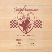 レッドカピッドシングルスバレンタインデーパーティー アクリル招待状 (正面)