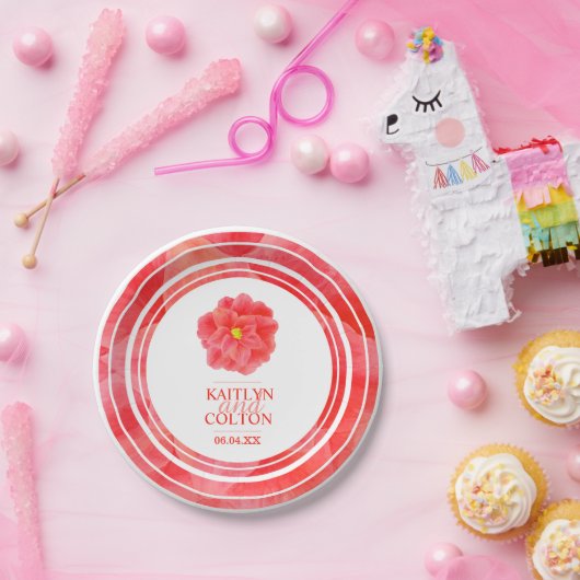 レッドカメリアフローラウェディングパーティープレート ペーパープレート (パーティー)