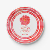 レッドカメリアフローラウェディングパーティープレート ペーパープレート (正面)