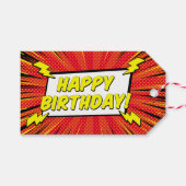 レッドカモダンートゥーンスーパーヒーロー漫画ブックギフトラベル ギフトタグ (正面(横))