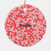 レッドカモフラージュ迷彩柄 セラミックオーナメント (裏面)