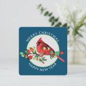レッドカラフルクリスマス(鳥)ショウジョウコウカンチョウスクエアホリデイ シーズンカード (スタンド正面)