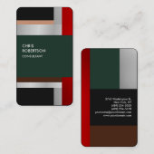 レッドカラフルグレーグリーンカスタム 名刺 (正面/裏面)